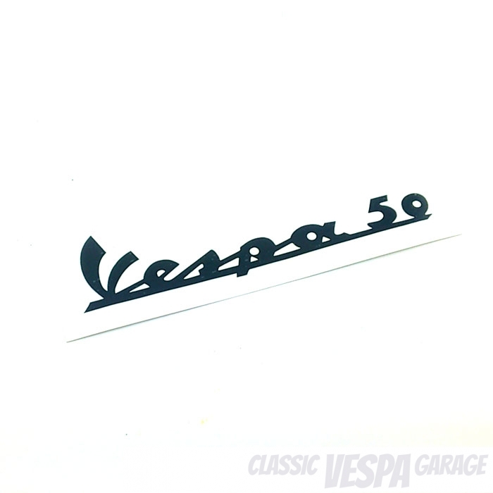 Schriftzug Vespa 50 Beinschild Aufkleber schwarz