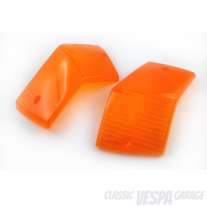 Blinkerglas Set hinten Vespa PX orange gelb mit E-Zeichen
